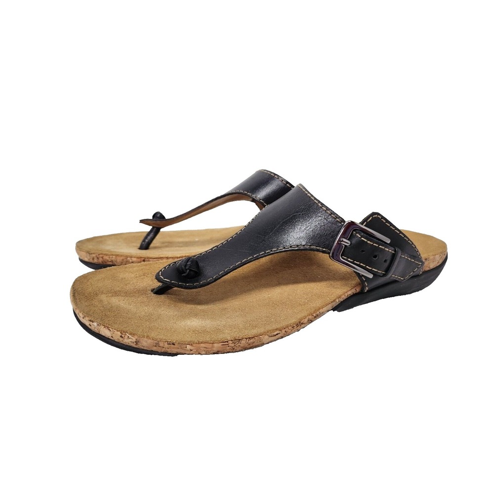 L.L Bean Womens Thong Sandals Size 8 Brown Leather Comfort Slip On Beach Shoes